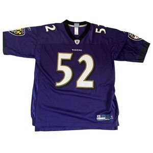 Reebok Baltimore Ravens Ray Lewis 52 NFL Equipment Jersey Purple Mens XL